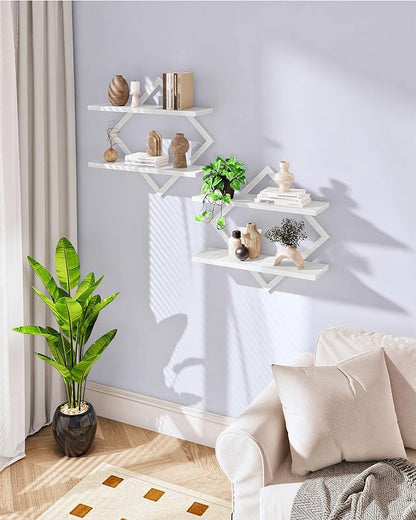 CHOEZON Floating Shelves, 2-Tier Hanging Shelves, Wall Shelf Set of 2, - Image 8