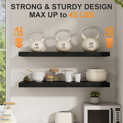Fun Memories 40 Inch Floating Shelves Set of 2, 8 Inch Deep Wall Shelf - Image 5