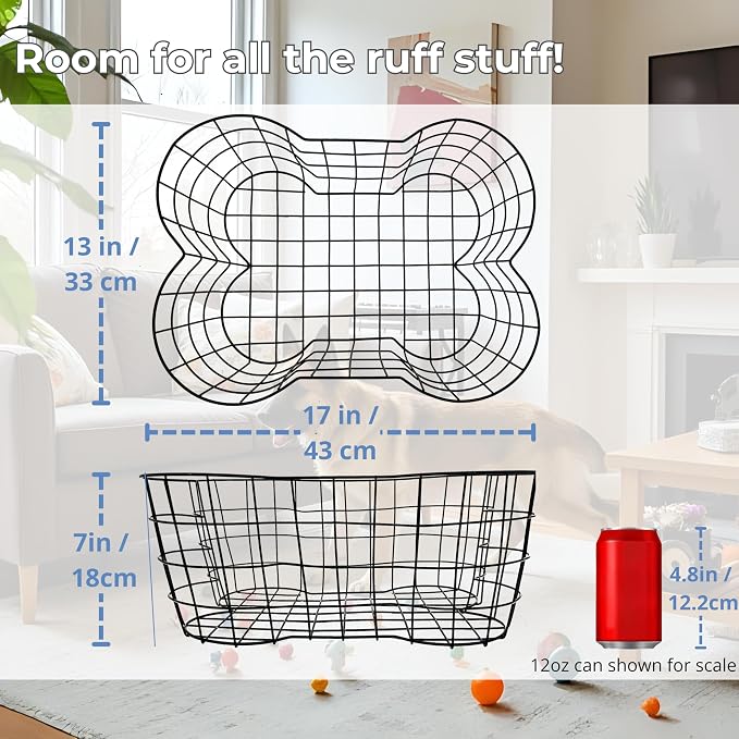 OtterPets Metal Dog Toy Basket, Bone Shaped Indestructible Dog Toy Bin - Image 3
