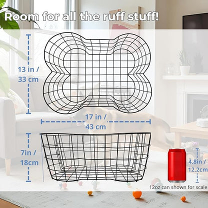 OtterPets Metal Dog Toy Basket, Bone Shaped Indestructible Dog Toy Bin - Image 3