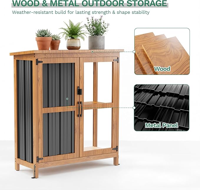 Devoko Metal & Wood Weatherproof Garden Storage Shed - Image 2