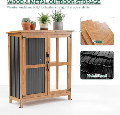 Devoko Metal & Wood Weatherproof Garden Storage Shed - Image 2