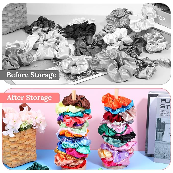 2 Pcs Scrunchie Holder Stand Hair Tie Organizer Vertical 15-20 Scrunchies Hairs - Image 4