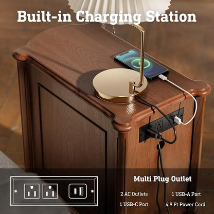STO'SENSE Nightstand Set of 2 w/Charging Station & 3 Drawers, Pre-Assembled - Image 3