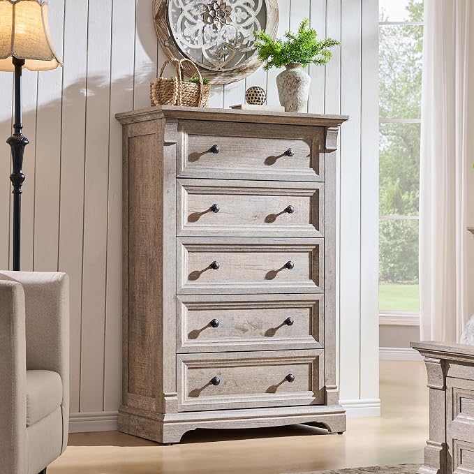 T4TREAM Farmhouse 5 Drawers Dresser by T4TREAMFurniture