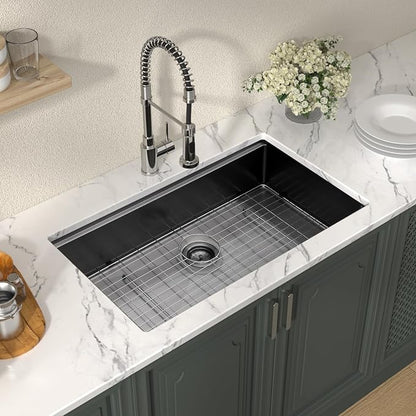 Lordear 32 Undermount Kitchen Sink 32X19 Inch Sinks Ledge Workstation Gunmetal - Image 3