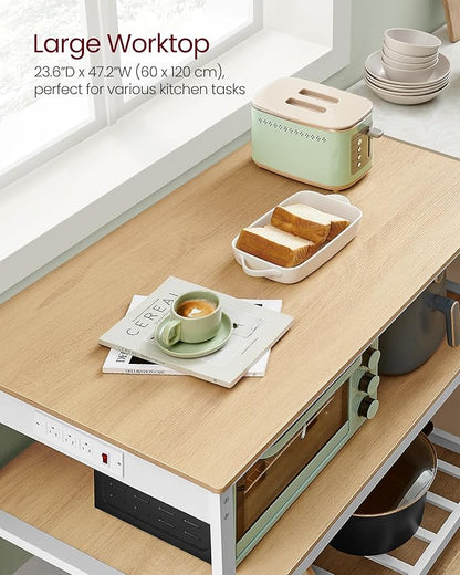 VASAGLE Kitchen Island with 3 Shelves, Kitchen Shelf with Power Strip, 23.6 x - Image 6