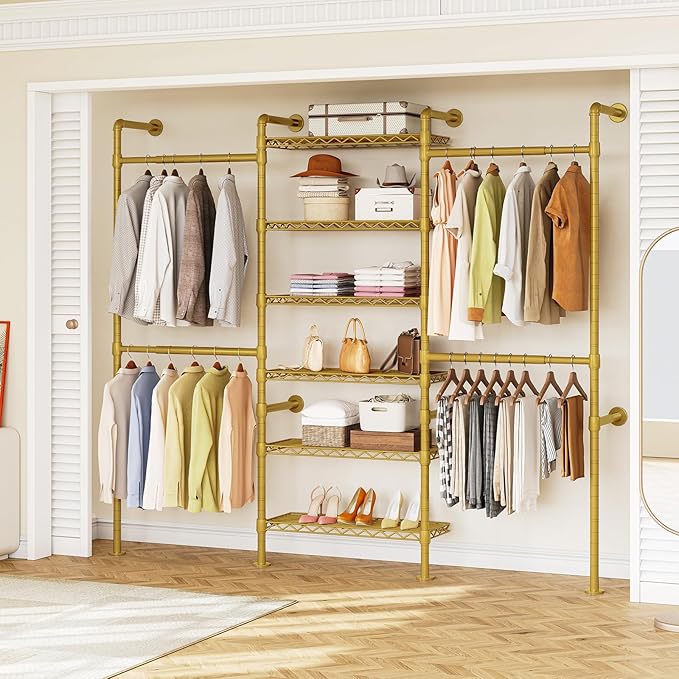 ONBRILL H3 Expandable Wall Mounted Closet System, 5.4FT-8.1FT Closet Organizer by ONBRILL