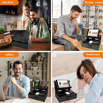 Gifts for Him Husband Boyfriend Son Men Nightstand Organizer Wood Phone Docking - Image 3