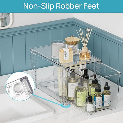 Vtopmart 4 Pack Clear Stackable Storage Drawers, Plastic Drawers - Image 5
