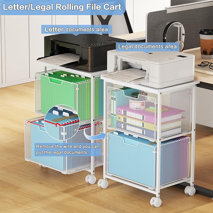 Sbanmao Letter/Legal Rolling File Cabinet, Rolling File Cart - Image 5