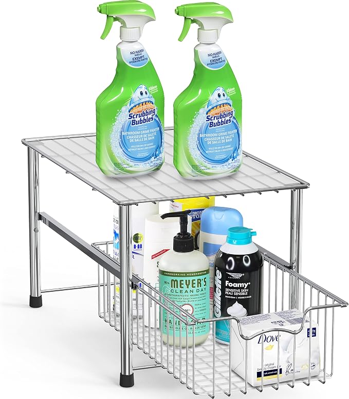 Simple Houseware Chrome Metal Stackable Storage Rack, 16.75 in L x 10.8 in W x - Image 9