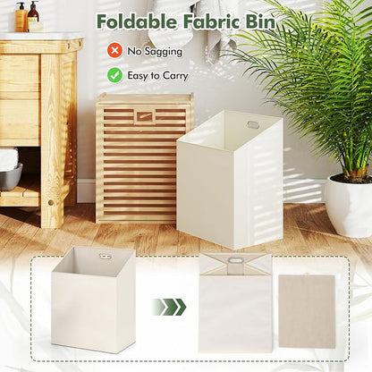 Giantex Tilt Out Laundry Hamper, Bamboo Laundry Storage Cabinet - Image 7
