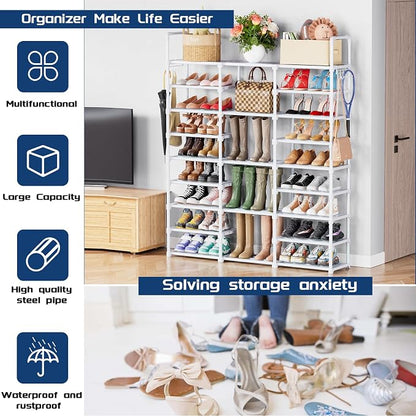 Mavivegue 9 Tiers Shoe Rack Tall Shoe Organizer Shoe Storage 50-55 Pairs - Image 4