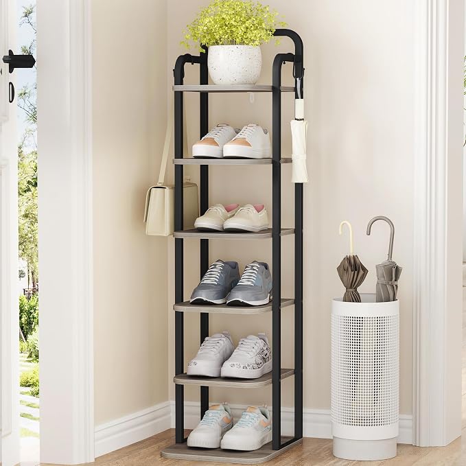 Hzuaneri 6 Tiers Vertical Shoe Rack, Narrow Shoe Tower, Tall Shoes Shelf by Hzuaneri