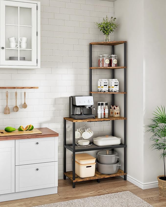 6-Tier Corner Shelf, Industrial Corner Bookshelf - Image 4