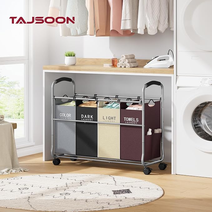 Tajsoon Laundry Sorter 4 Sections, Laundry Separator Hamper - Image 2