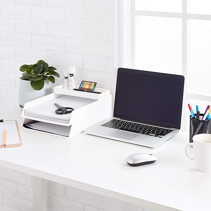 Amazon Basics Rectangular Plastic Desk Organizer, Half Accessory Tray - Image 8