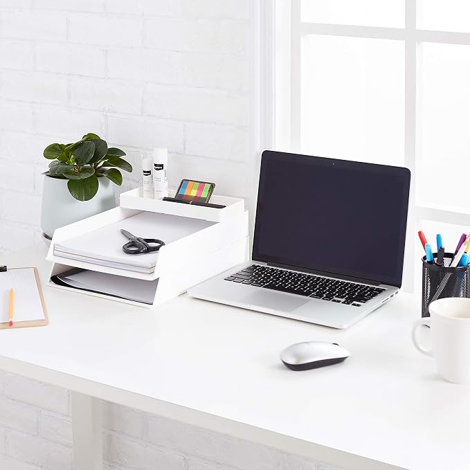 Amazon Basics Rectangular Plastic Desk Organizer, Half Accessory Tray - Image 5