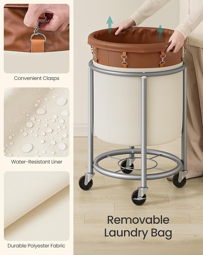 SONGMICS Laundry Basket, Rolling Steel Frame - Image 7