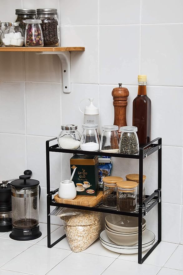 2 Pack Kitchen Cabinet Shelf Counter Organizer Rack Pantry Storage Bathroom - Image 7