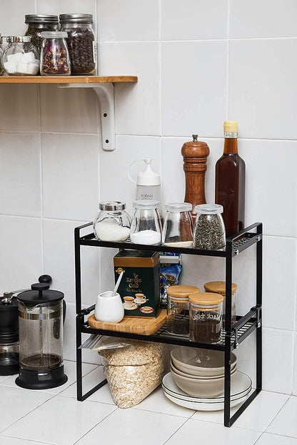2 Pack Kitchen Cabinet Shelf Counter Organizer Rack Pantry Storage Bathroom - Image 7