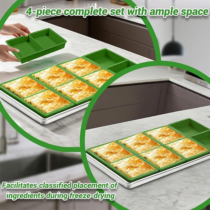 4-Piece Green Silicone Freezer Molds & Trays, Silicone Tray Dividers - Image 3