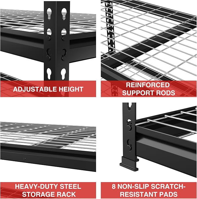 WORKPRO 5-Tier Metal Shelving Unit, 48”W x 24”D x 72”H, Heavy Duty Adjustable - Image 6