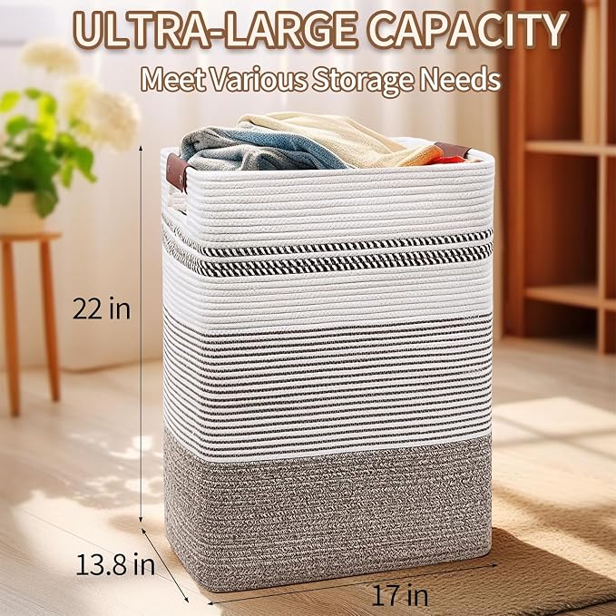 DOFASAYI Laundry Basket - 85L Large Cotton Rope Blanket Basket - Image 2