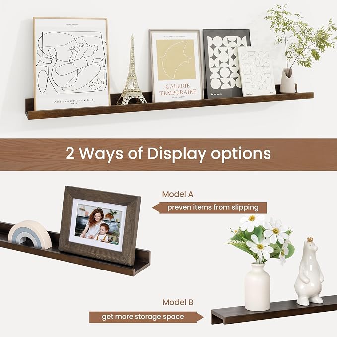 Picture Ledge Shelf, Floating Shelves Set of 2, 36 Inches Solid Wood Nursery - Image 6