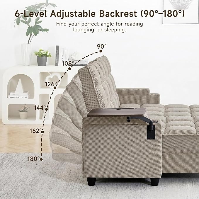 70.9" Chaise Lounge Chair Indoor, Oversized Boucle Upholstered Sofa Bed - Image 7