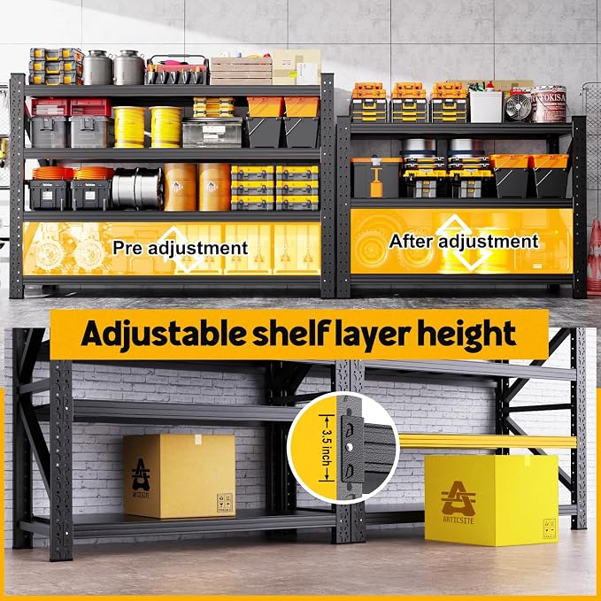 4-Pack Garage Shelving Metal Shelving Unit 6000LBS Heavy Duty Storage Shelves - Image 4