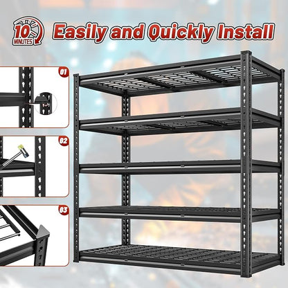 REIBII 3050LBS Garage Shelving Storage Shelves Heavy Duty 5-Tier Adjustable - Image 5
