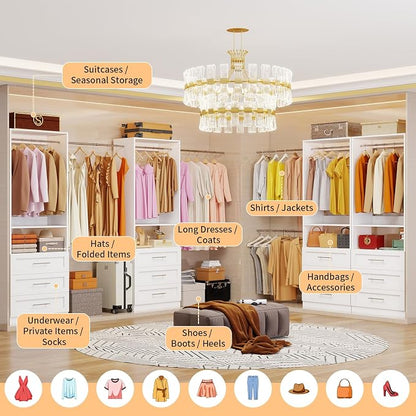 Closet System with 3 Drawers, 2FT-5FT Customizable Closet Organizer System with - Image 4