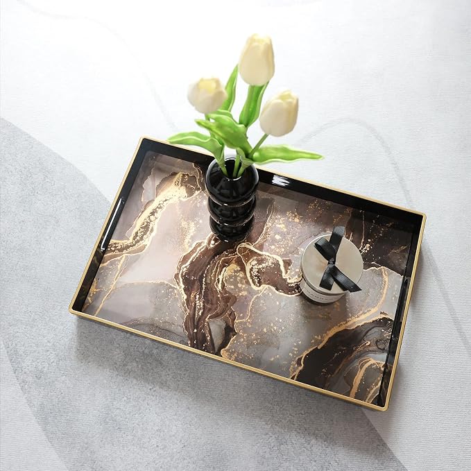 Black Marbling Decorative Tray - Image 5