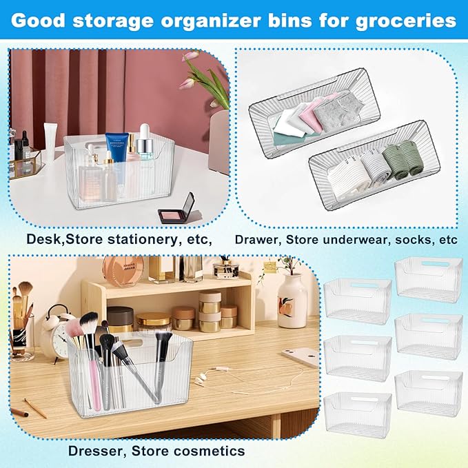 6Pcs Storage Organizer Bins Wall Mounted Organizer Basket Large Size Clear - Image 5