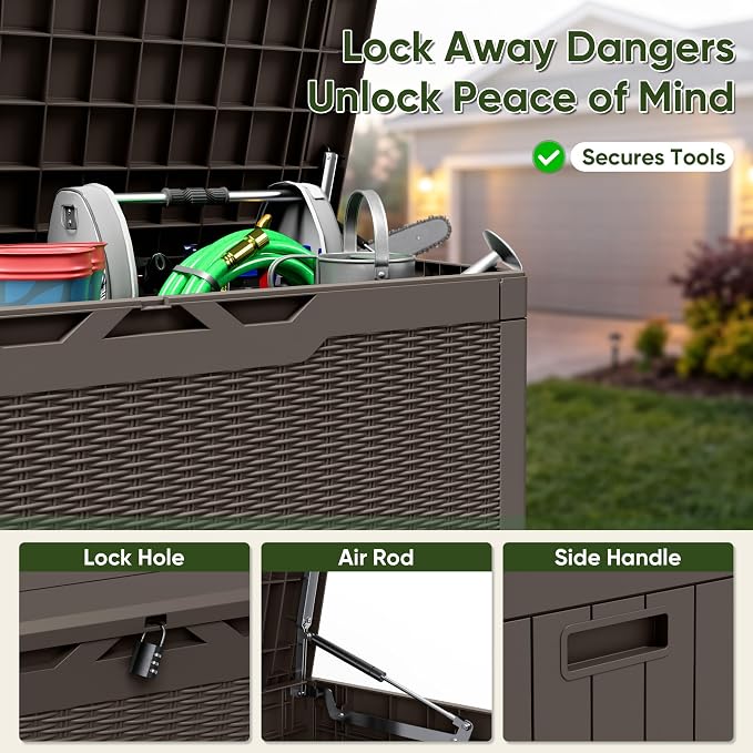 Flamaker Outdoor Storage Box 100 Gallon Waterproof Resin Deck Box Delivery - Image 2