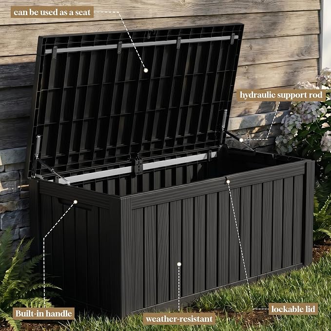 ROJIK 150 Gallon Outdoor Storage Box Waterproof, Weatherproof Deck Boxes - Image 6