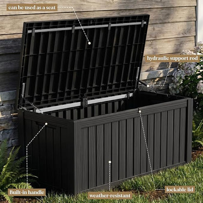 ROJIK 150 Gallon Outdoor Storage Box Waterproof, Weatherproof Deck Boxes - Image 6