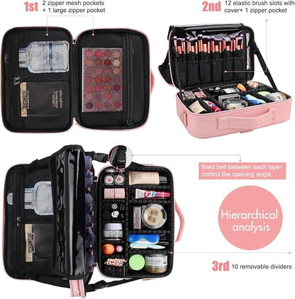 Relavel Makeup Bag Travel Makeup Train Case 13.8 inches Large Cosmetic Case - Image 6