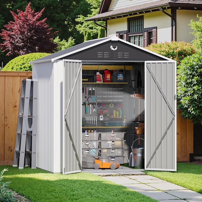 Metal Storage Shed, Outdoor Storage Building 8x6, Large Backyard Shed by Sannwsg