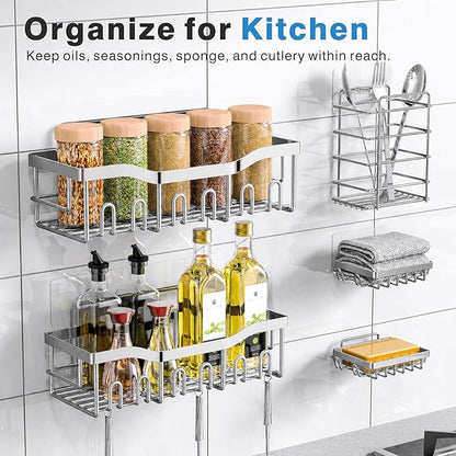 EUDELE 5-Pack Rustproof Stainless Steel Shower Caddy – No Drill Adhesive - Image 7
