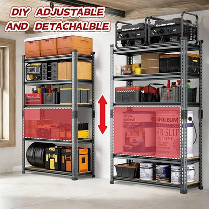 36" W x 12" D x 72" H Garage Storage Shelves Heavy Duty 2650 LBS, 5-Tier - Image 5