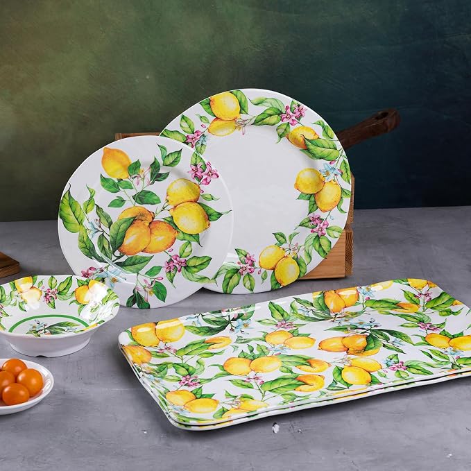 LEHAHA Melamine Lemon Large Rectangular Serving Tray/Platters Set of 2 - Image 5