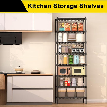 GIOTORENT 8-Wire Garage Shelving Storage Shelves, Kitchen Storage Adjustable - Image 3