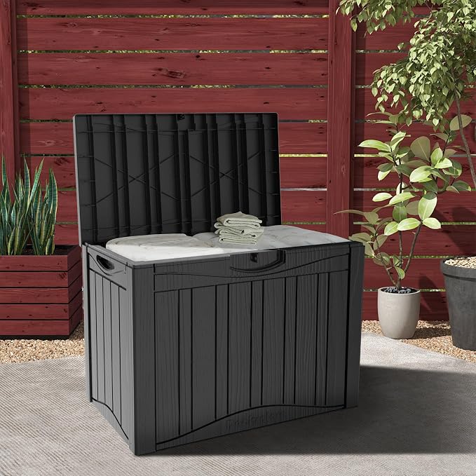 45 Gallon Deck Box, Resin Outdoor Indoor Waterproof Storage Box, Lockable - Image 7