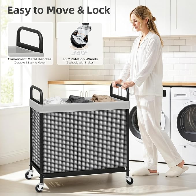 STORAGE MANIAC Rolling Laundry Hamper - Image 5
