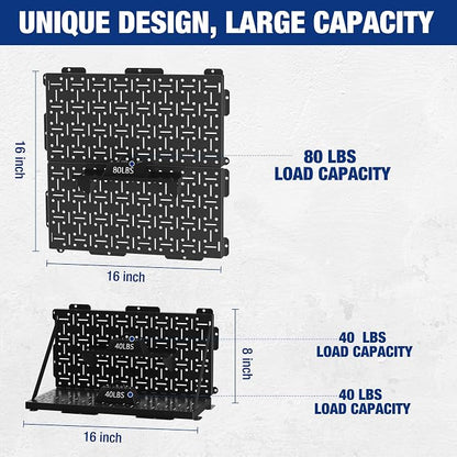 WORKPRO 16”x 16” Metal Peg Board, Foldable Black Pegboard - Image 2