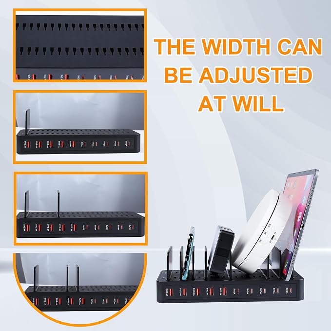 100W 10-Port Smart Charging Station | 5 USB-A & 5 USB-C Ports | Organized Design - Image 7