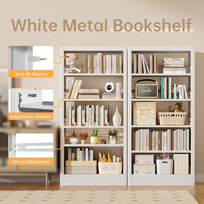 5-Tier Adjustable Bookcase, Heavy Duty Bookshelf - Image 3